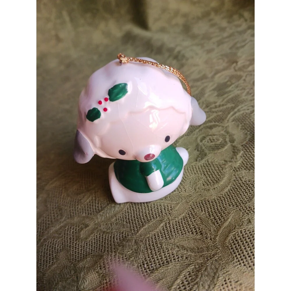 Enesco Lamb Ornament 1985 Ceramic Sheep Green White